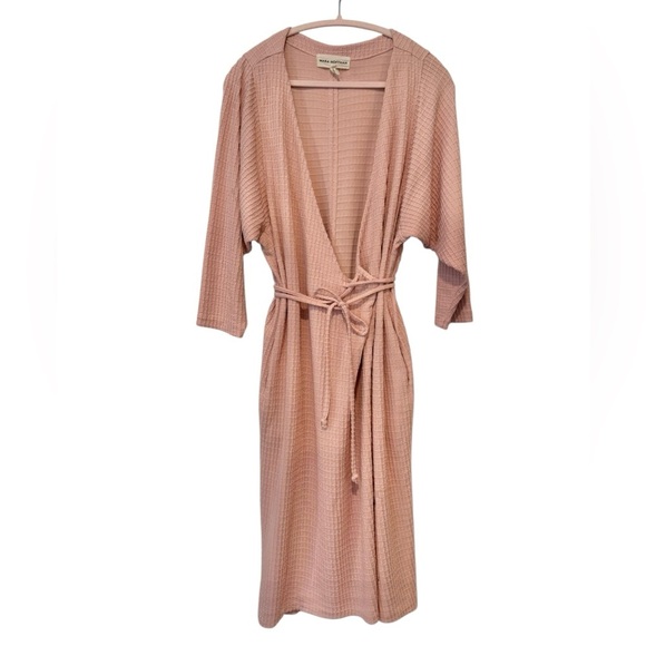 Mara Hoffman Tiffany Dress Pink Organic Cotton Belted Wrap Midi Oversized XS - Picture 3 of 10
